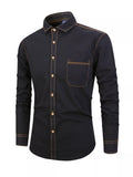 Men's Full Size Button Up Long Sleeve Denim Shirt Plus Size