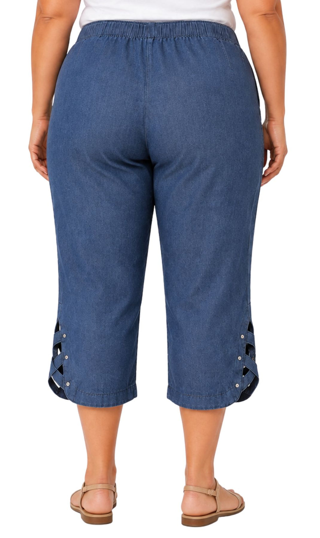 Women's Lightweight Capri Pants with Studded Hem Detail