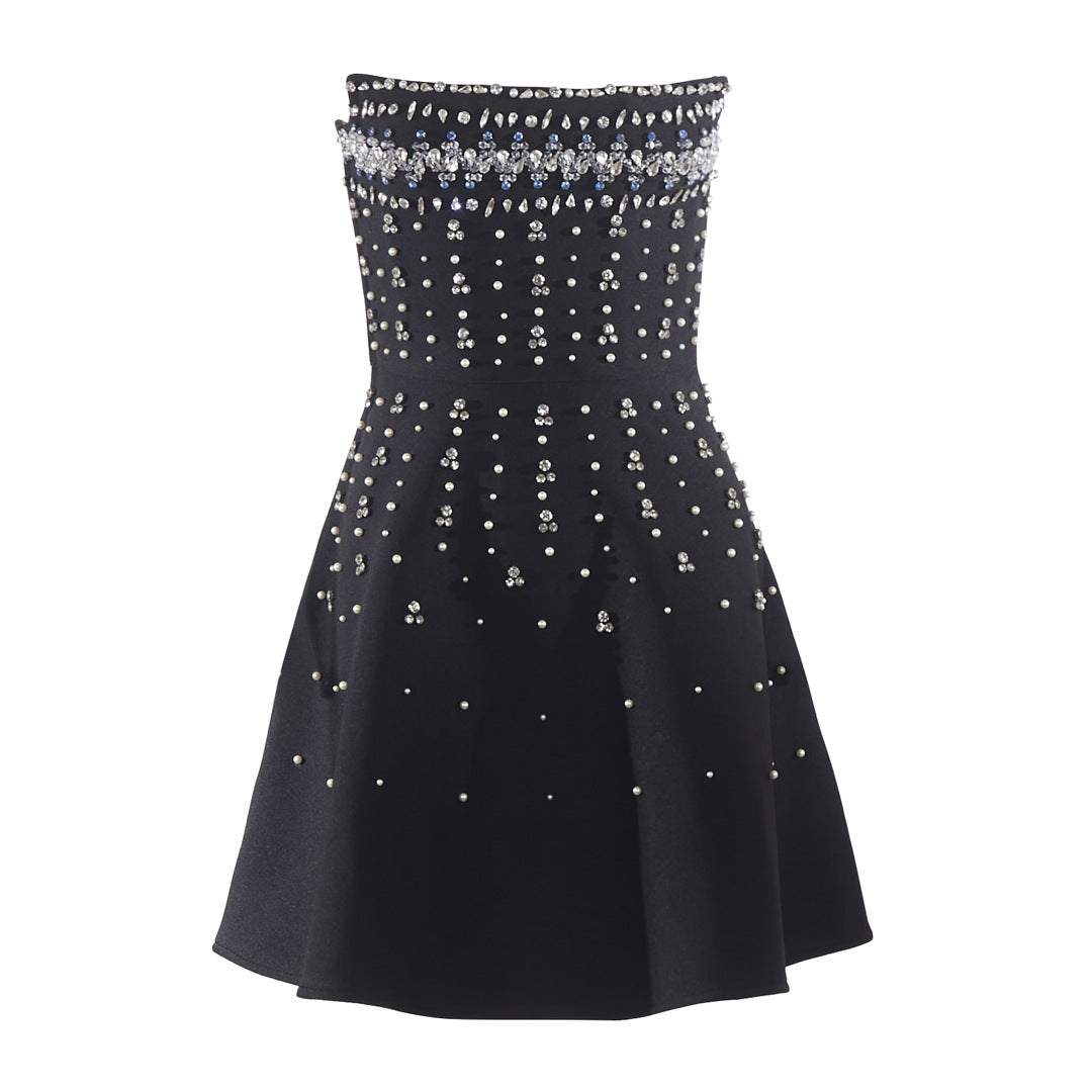 Embellished Tube Top Cinched Waist Bandage Dress Fashionable Dress for Appointment Elegant Slimming Dinner Women Clothing