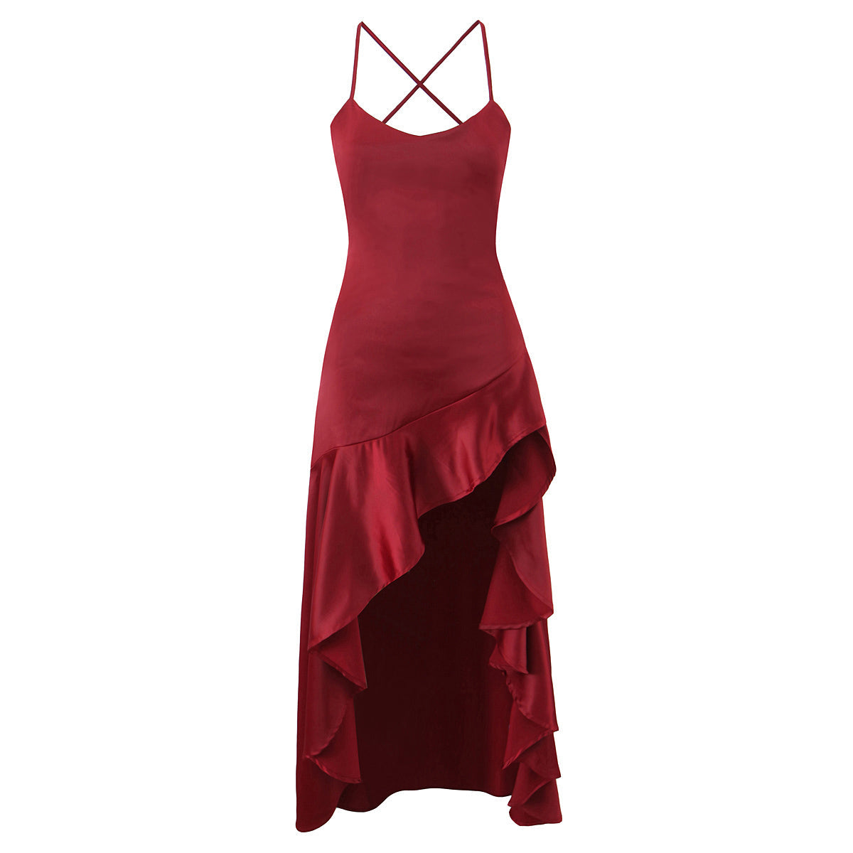 Women Clothing Fashionable Western Irregular Asymmetric Sexy Split Dress