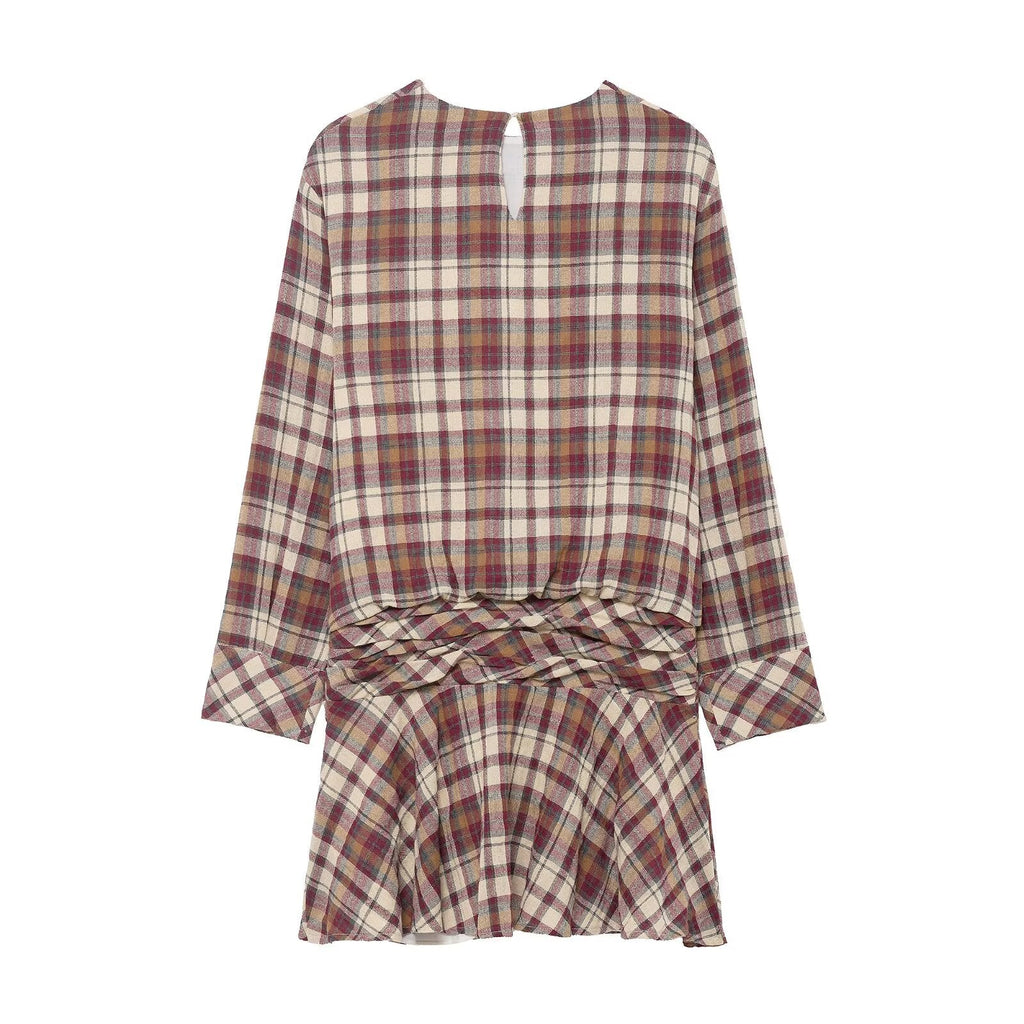 Women Clothing Summer Fashionable Plaid Mini Dress