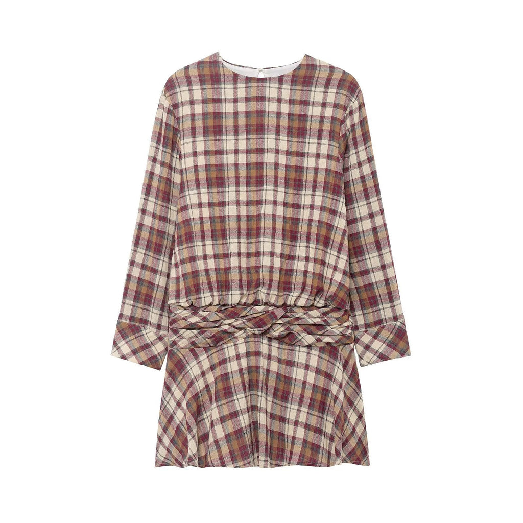 Women Clothing Summer Fashionable Plaid Mini Dress