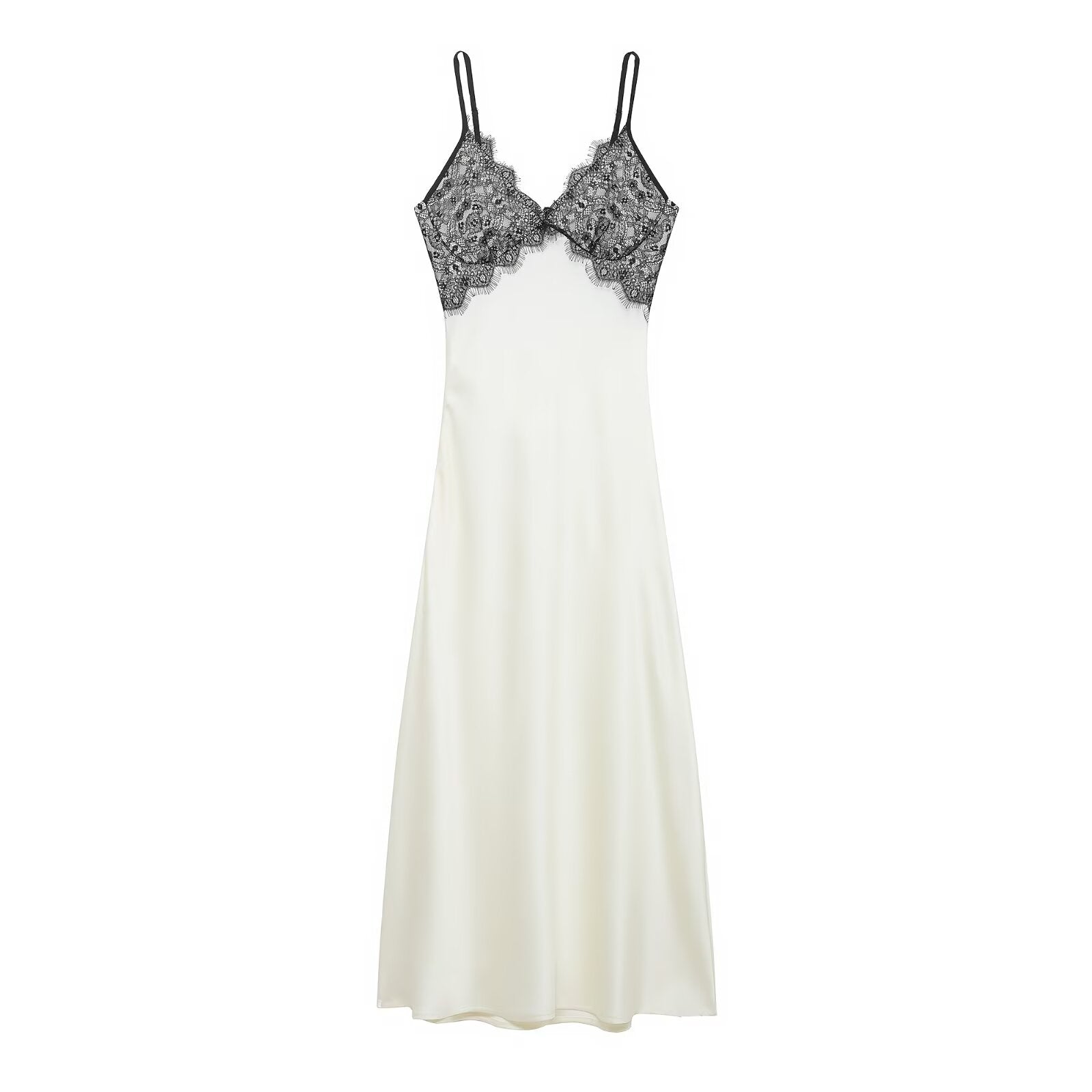 Women Clothing Fashionable V neck Lace Sense Backless Dress Midi Dress