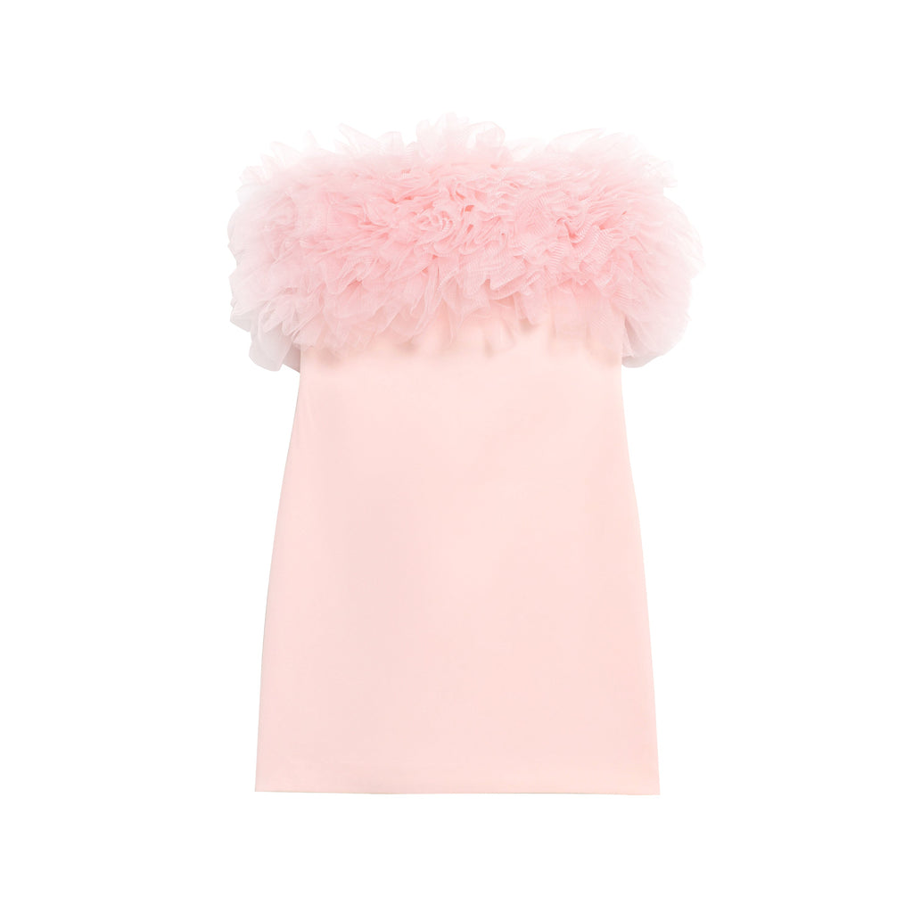 Women Clothing Summer Graceful Fashionable Slim Fit Fluffy Silk Net Short Dress
