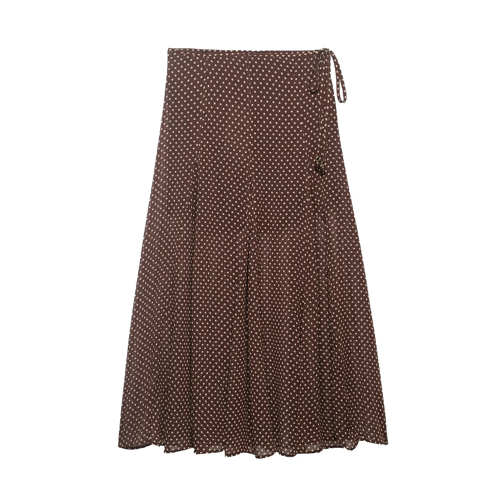 Women Clothing Spring Fashionable Elegant Polka Dot Midi Skirt