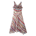 Women Clothing Fashionable Elegant Swing Collar Colorful Striped Sleeveless Dress