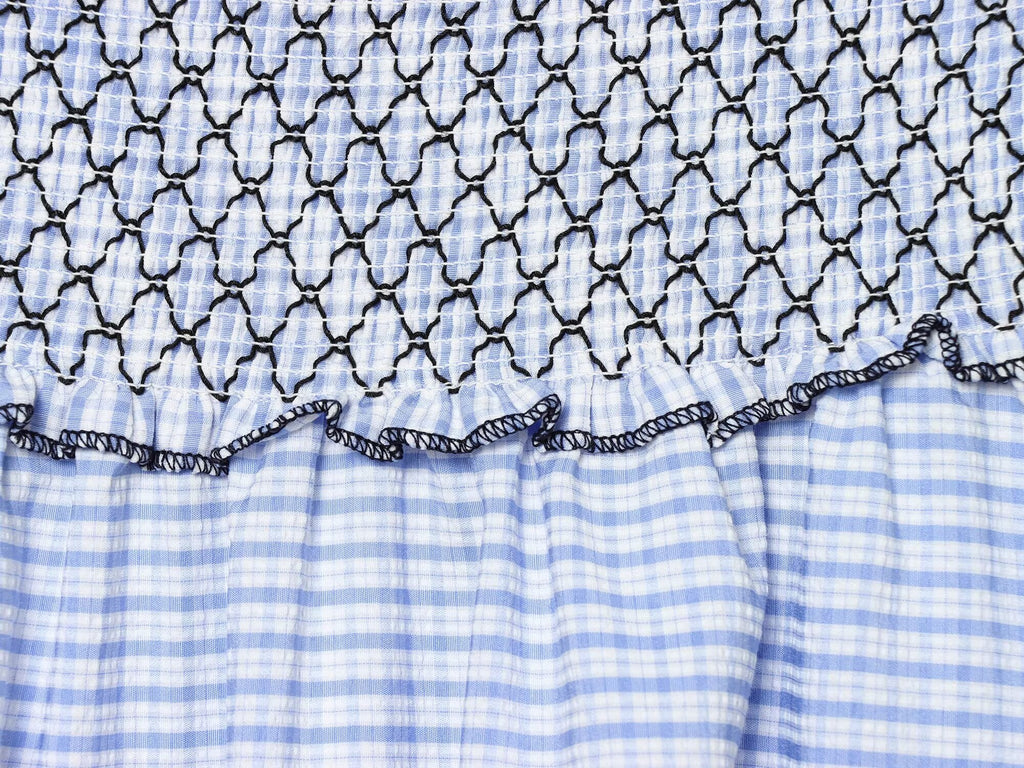 Women Clothing Summer Fashionable Lace Embroidered Plaid Midi Skirt