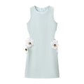 Women Clothing Hollowed out Sequined Floral Sleeveless Cropped Outfit Short Dress