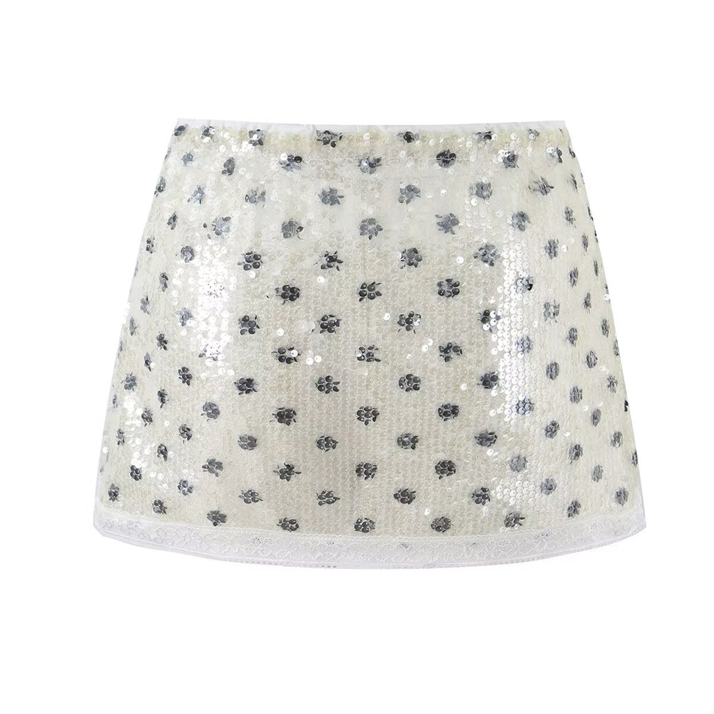 Women Clothing Fashionable All Match Sequined Mini Skirt (with Pantskirt ide)