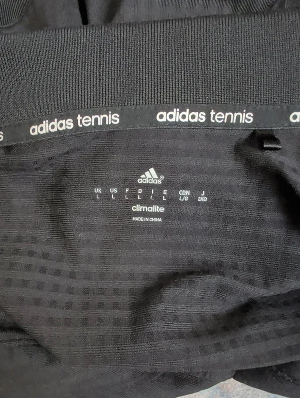 Adidas Black Men's Tennis Athletic Henley Short Sleeve Shirt Large