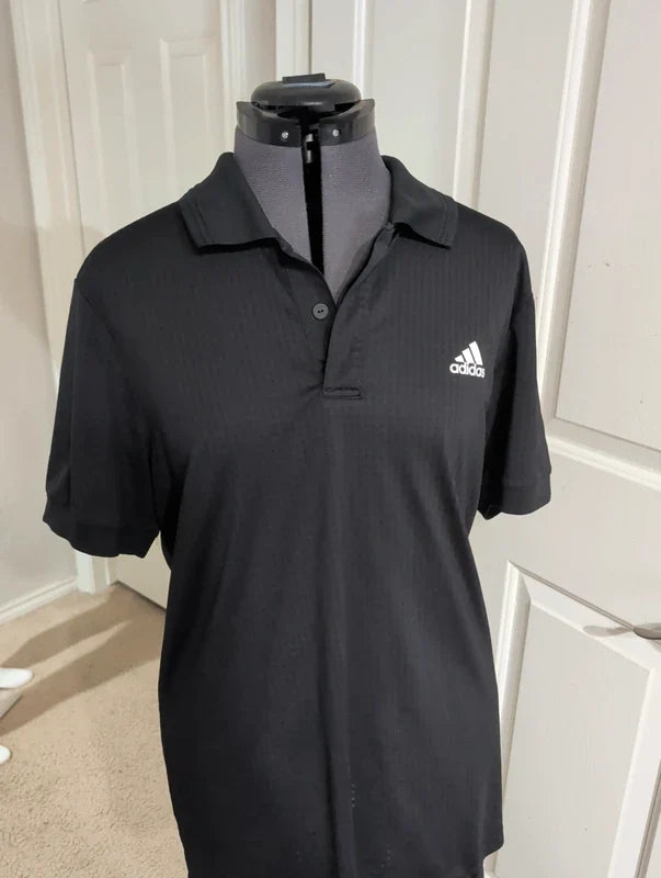 Adidas Black Men's Tennis Athletic Henley Short Sleeve Shirt Large