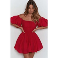 New Classical Women Mini Dress Short Puff Sleeve Loose Back Dress - Fashion Clothes for Women