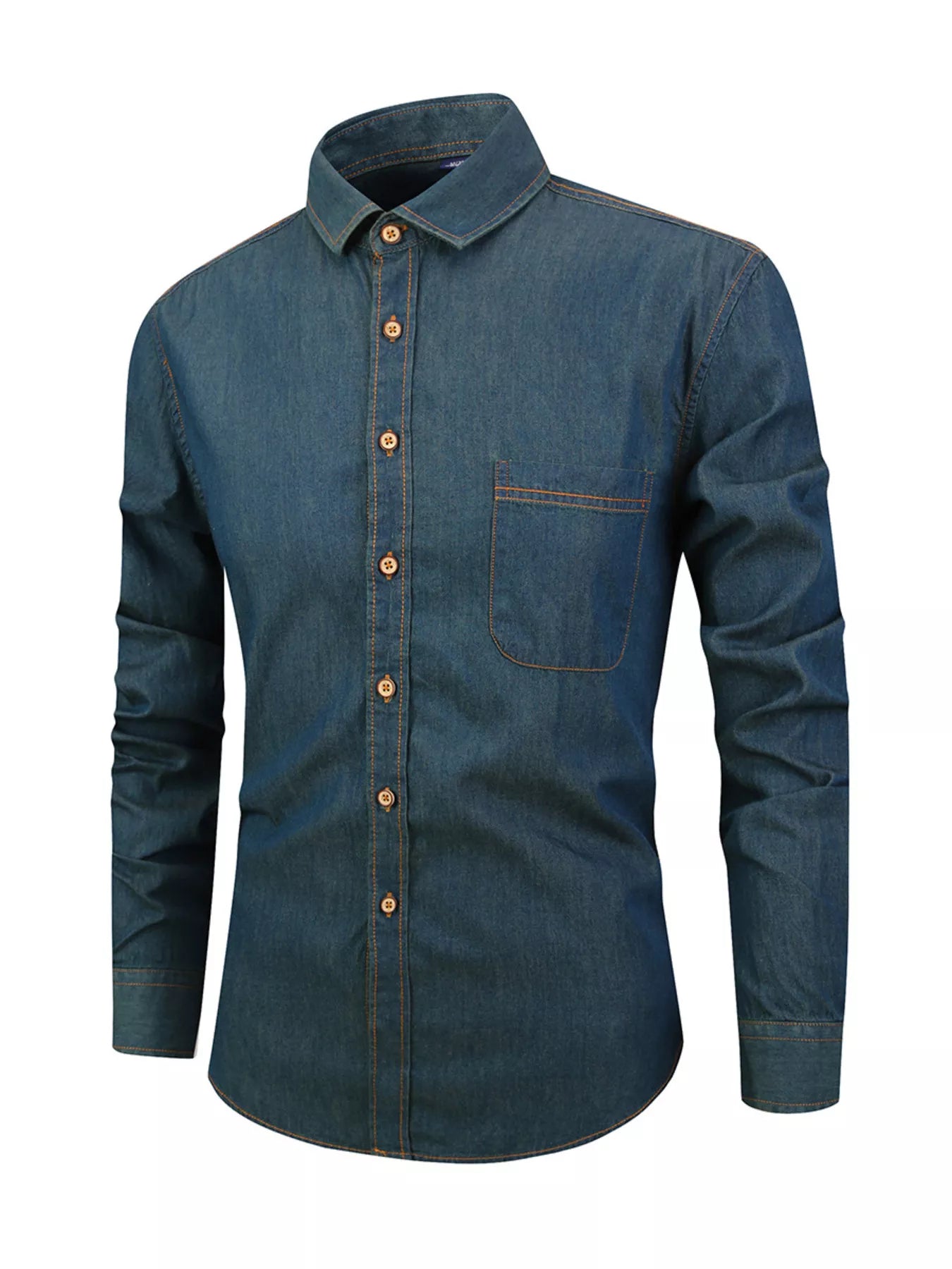Men's Full Size Button Up Long Sleeve Denim Shirt Plus Size