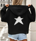 Fashion Pullover Hooded Sweater With Pockets Loose Star Long Sleeve Zippered Cropped Cardigan Outwear Tops For Womens Clothing See size chart under “more details”