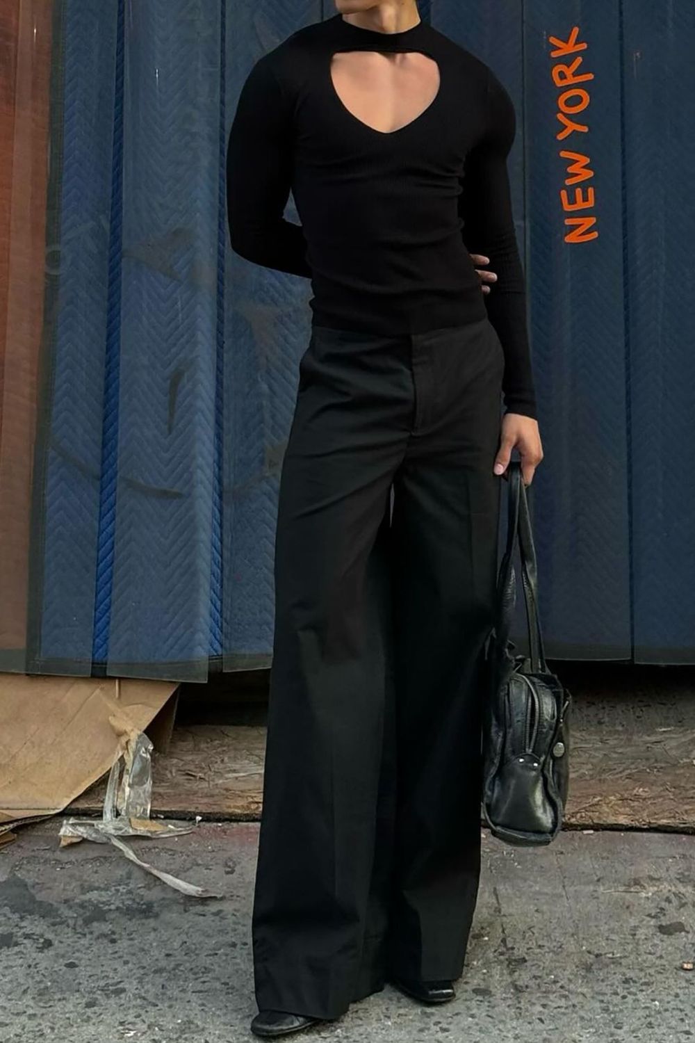 Men's Cutout Front Long Sleeve T-Shirt