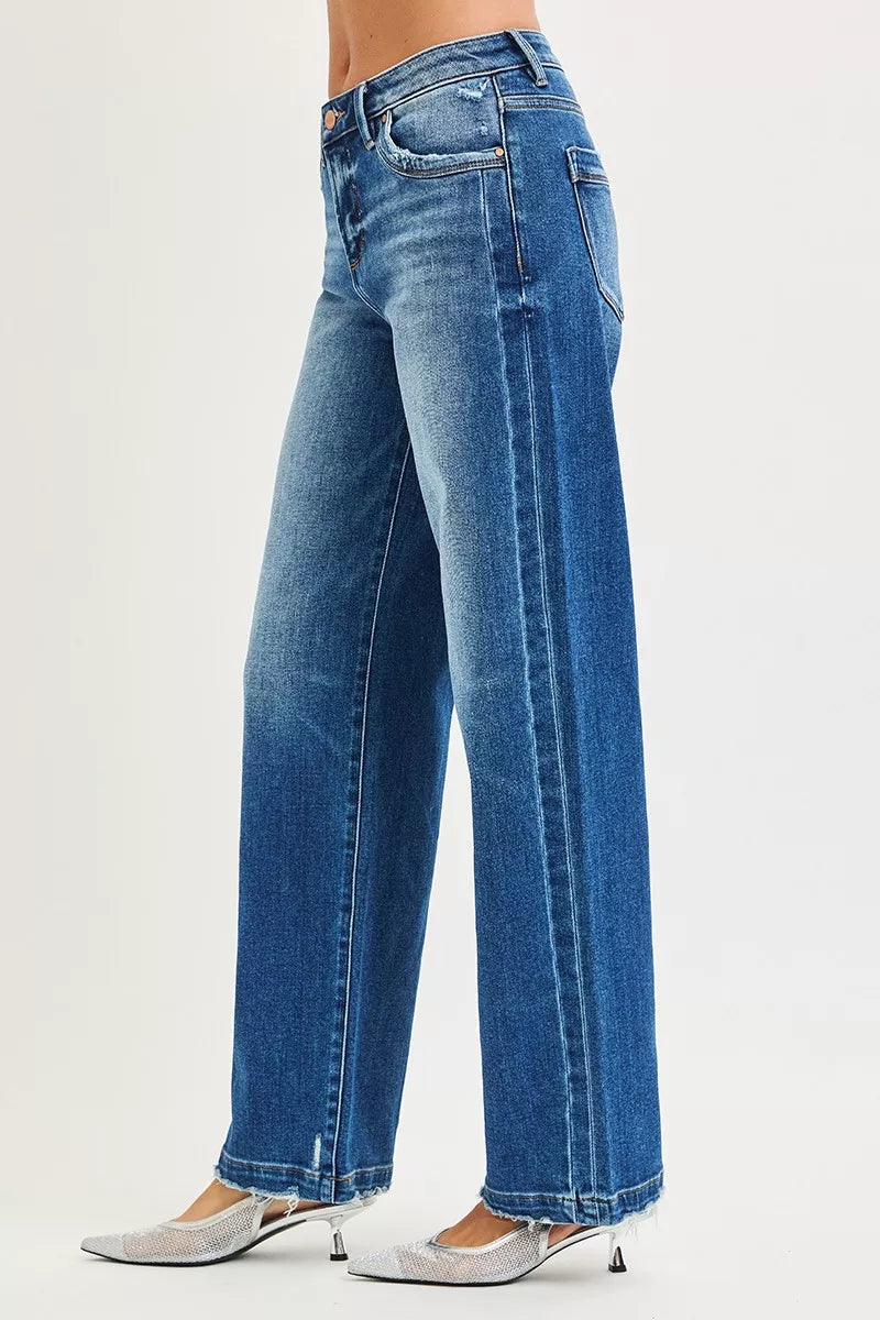 Full Size Slouchy Baggy Jeans Pocket Side Seam Detail Plus Size