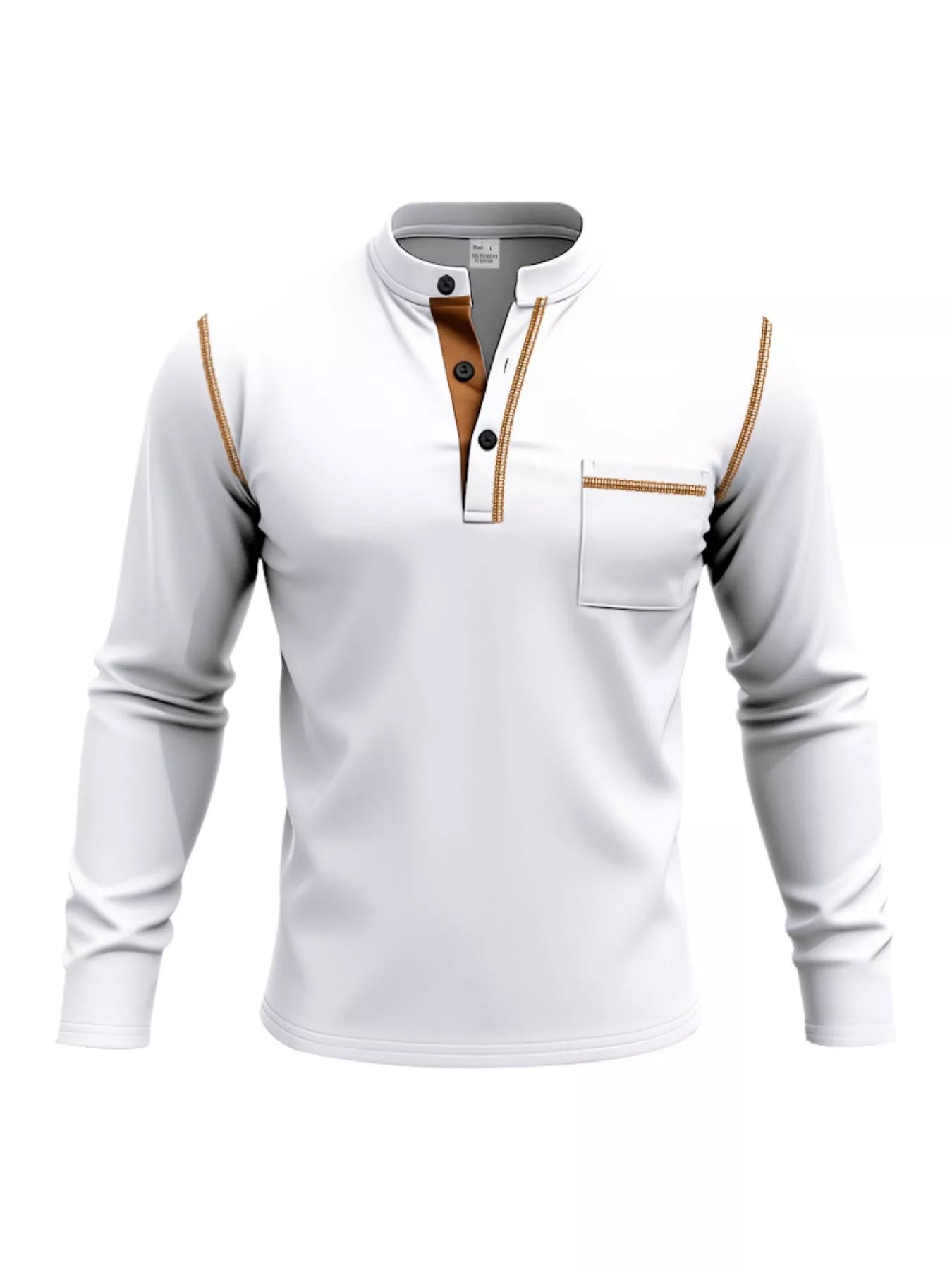 Men's Full Size Casual Long Sleeve Henley T-Shirt with Pocket Plus Size