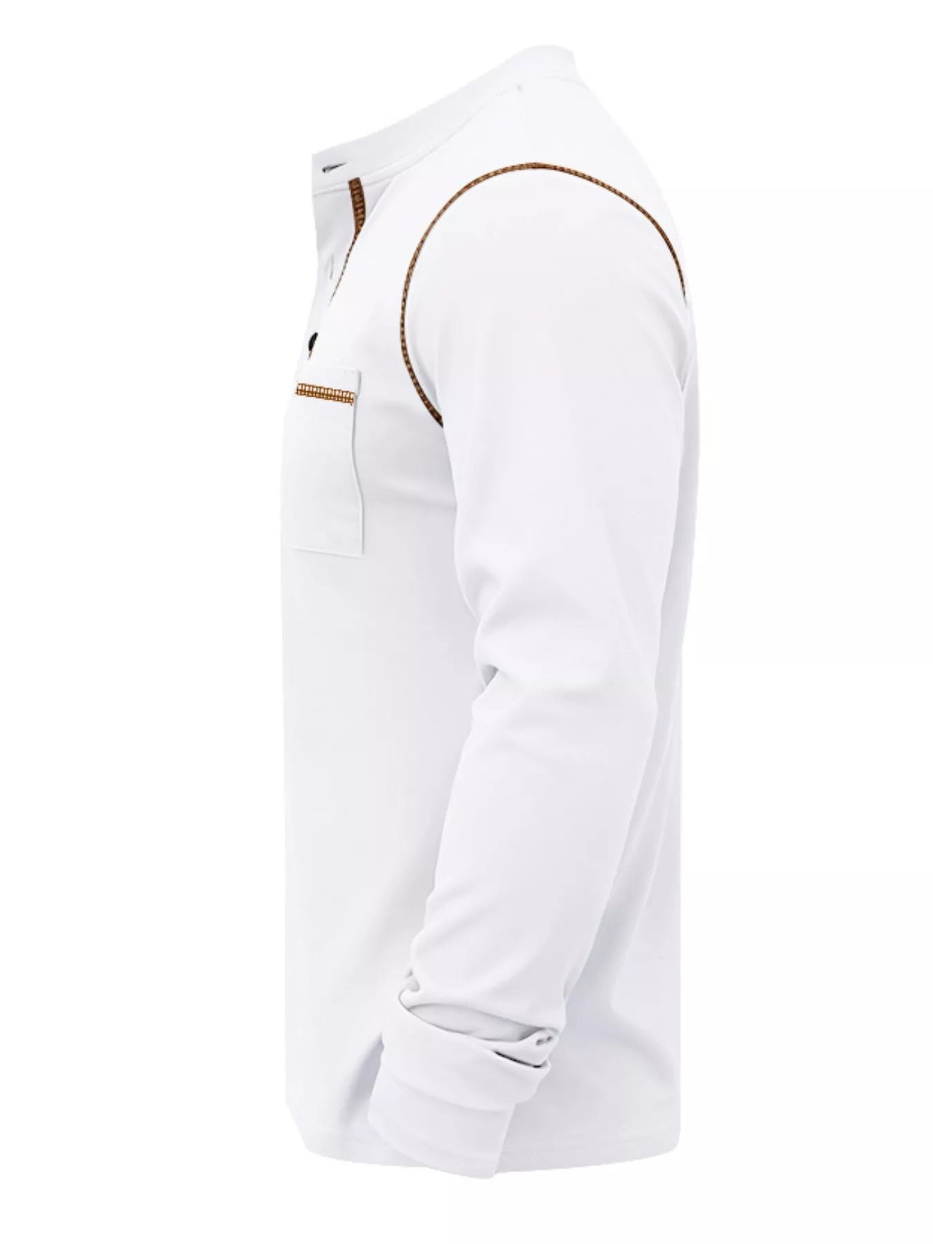 Men's Full Size Casual Long Sleeve Henley T-Shirt with Pocket Plus Size