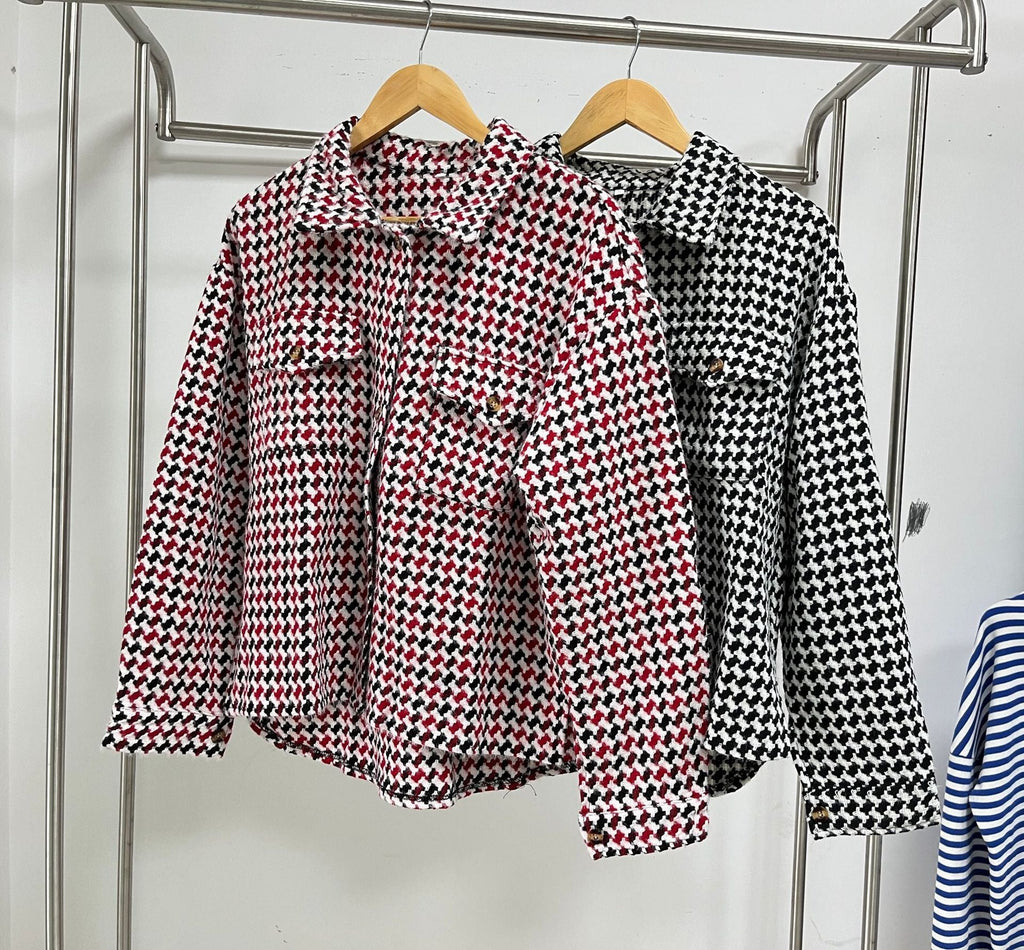 Fashion Houndstooth Lapel Tweed Coat Casual Loose Long Sleeve Jacket With Pocket Outwear Tops For Womens Clothing See size chart under “more details”