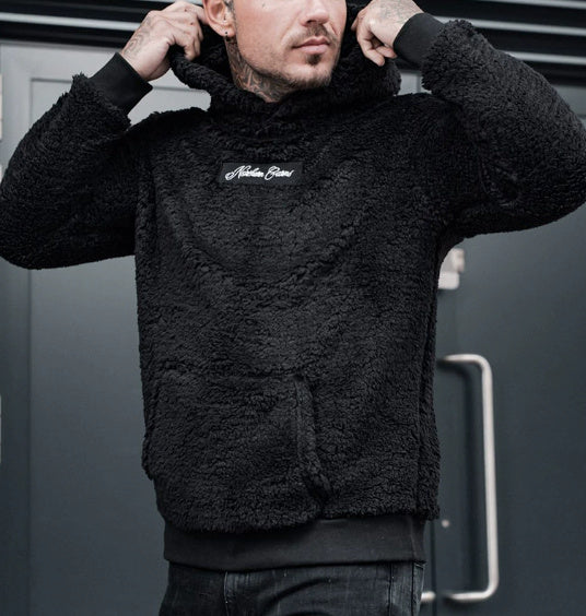 Men's Plush Hoodies Sweatshirt With Big Pocket Fashion Long-sleeved Pullover Hooded Top Solid Clothing