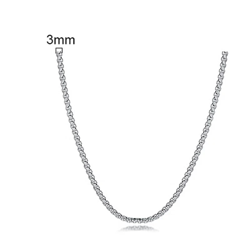 Round Box Chain Necklace for Men | Stainless Steel Link Chain in Gold, Silver, or Black