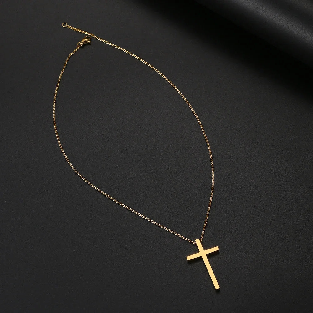 Stainless Steel Necklaces Classic Cross Jesus Fashion Large Style Man Chain Necklace For Women Jewelry Collar Pendant Gifts NEW