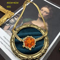Women's Irregular Lava Real Gold-plated Copper Chain Ear Clip Fashion Suit Necklaces