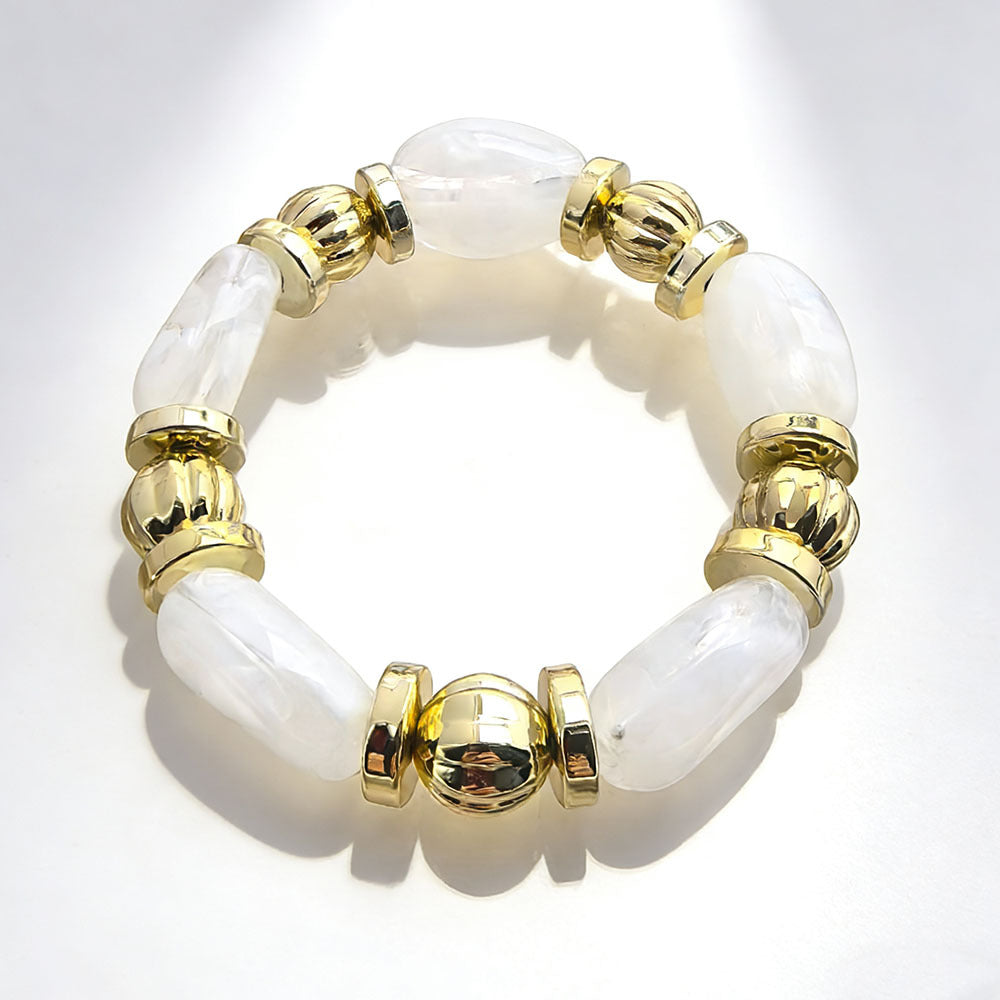 Women's Fashion Retro Irregular Resin Color Elastic Bracelets