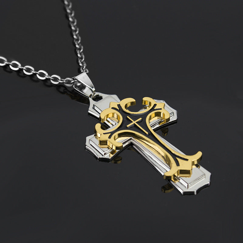 Comfortable Men's Dark Knight Cross Diamond Necklace