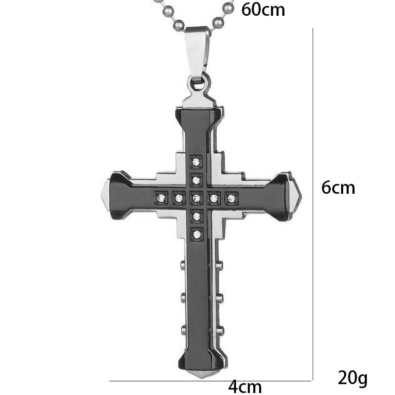 Comfortable Men's Dark Knight Cross Diamond Necklace
