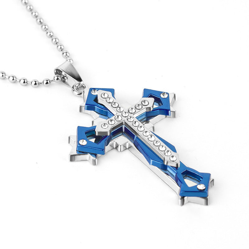 Comfortable Men's Dark Knight Cross Diamond Necklace
