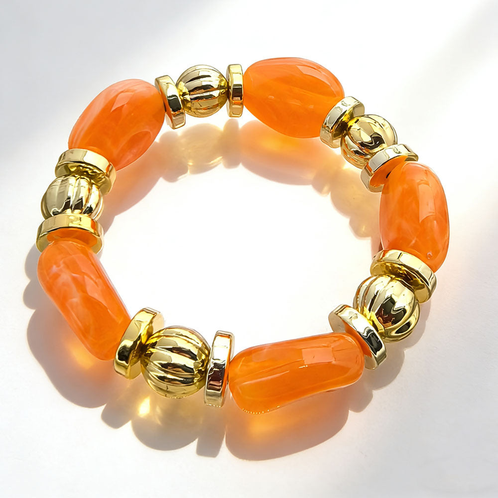 Women's Fashion Retro Irregular Resin Color Elastic Bracelets