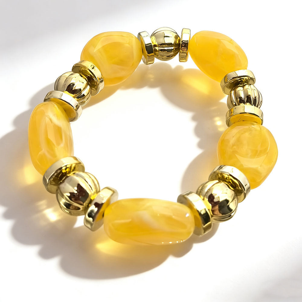 Women's Fashion Retro Irregular Resin Color Elastic Bracelets