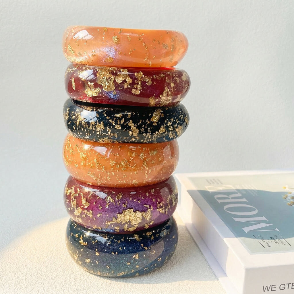 Women's Geometric Circle Irregular Gold Foil Resin Fashion Simple Niche Temperament Bracelets