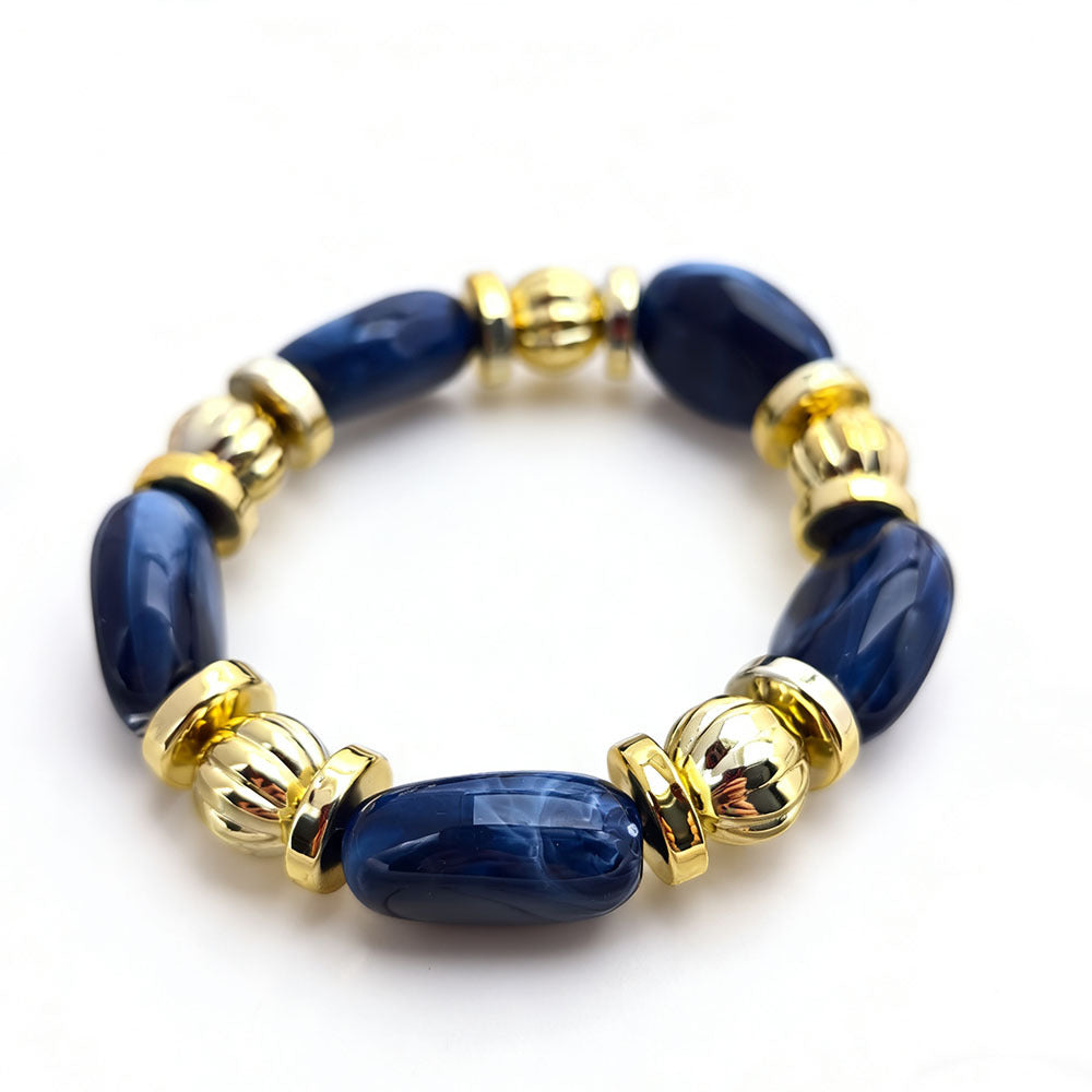 Women's Fashion Retro Irregular Resin Color Elastic Bracelets