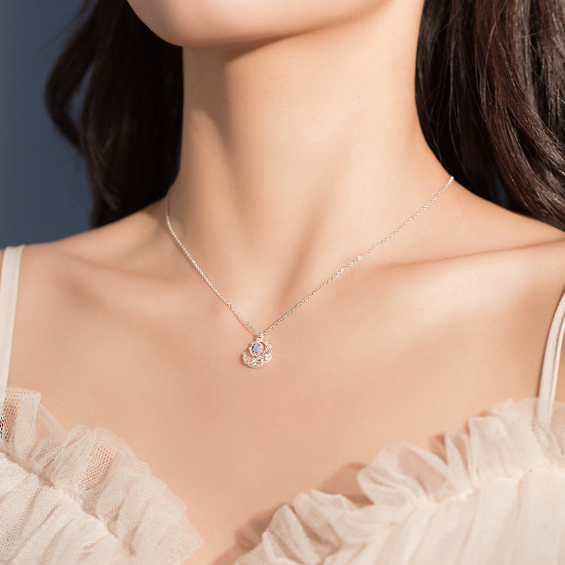 Women's Cold Style Sterling Diamond Inlaid Clavicle Chain Necklaces