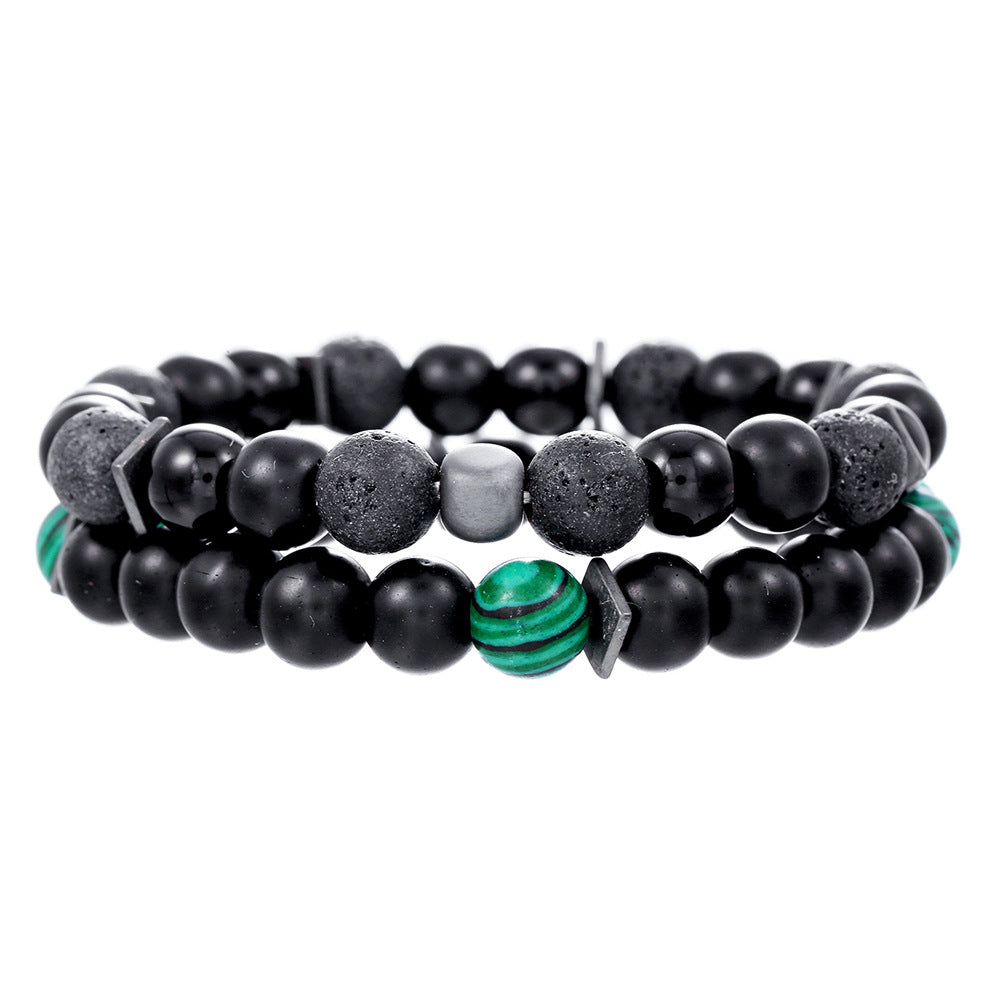 Men's Stretch Volcanic Stone Ornament Fashion Black Bracelets
