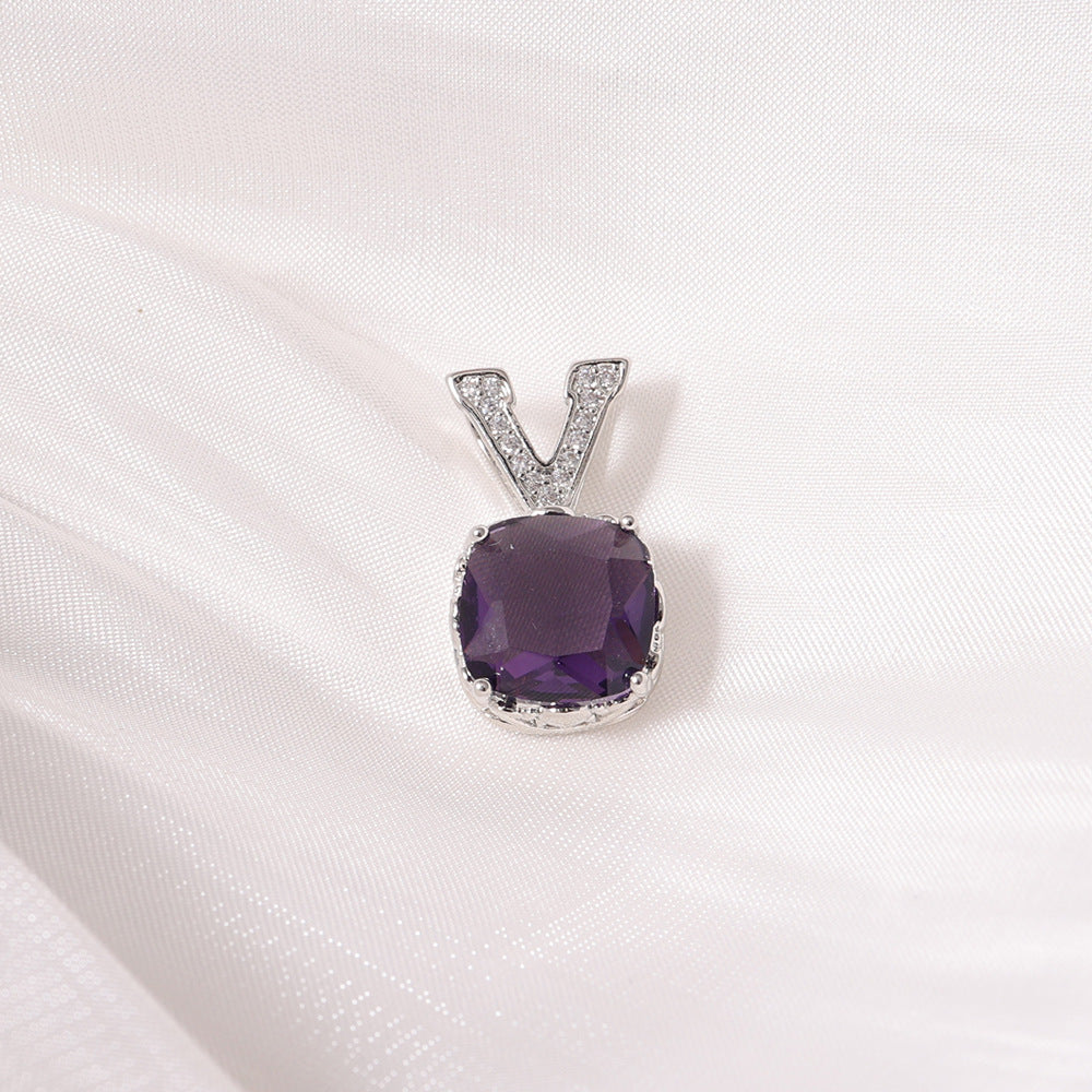 Women's Gold Sier Two-tone Amethyst Light Luxury Fashion Colorful Pendant