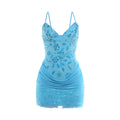Summer Women Clothing Fashionable Sequ Sexy Sling Pleated Waist Tight Sexy Sheath Dress
