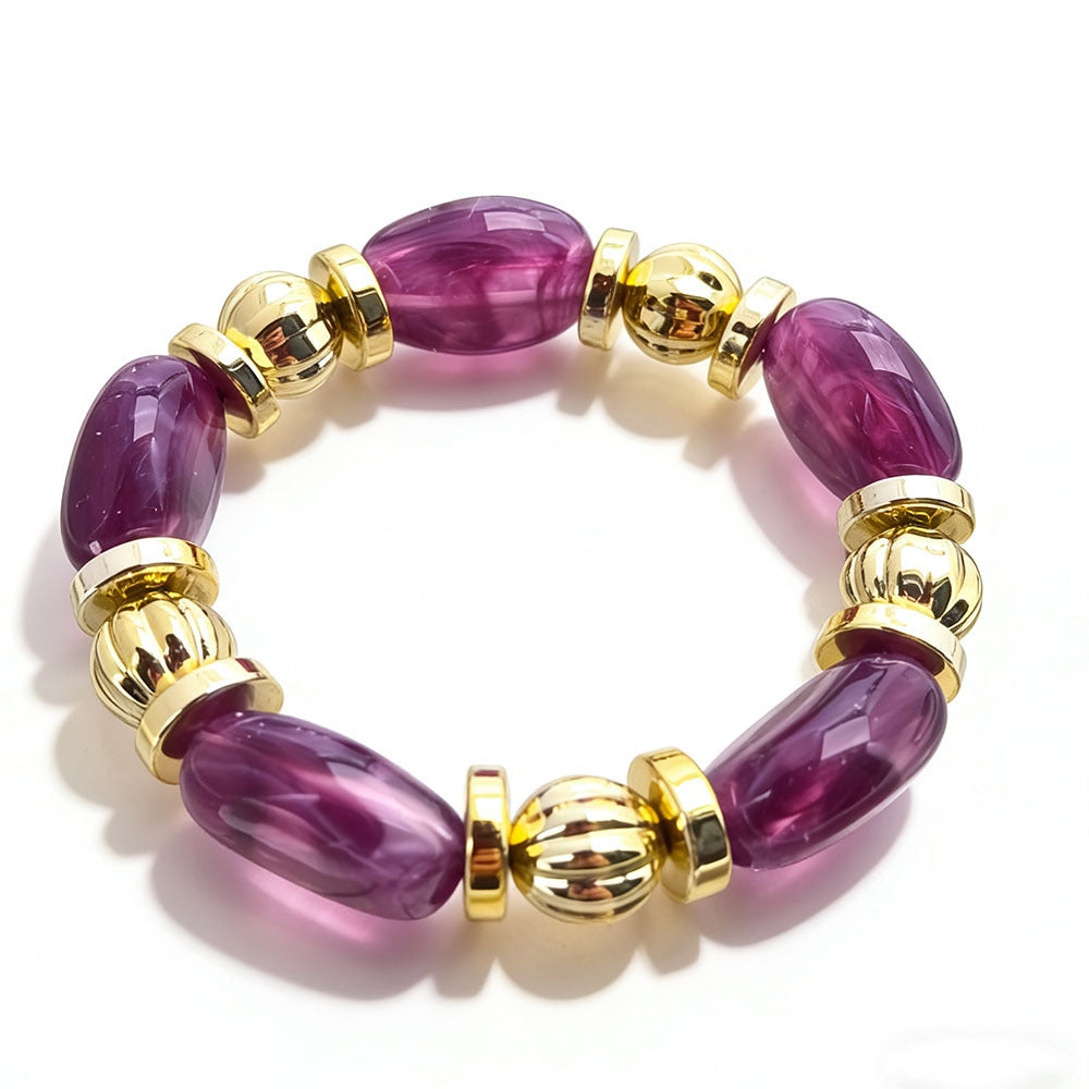 Women's Fashion Retro Irregular Resin Color Elastic Bracelets