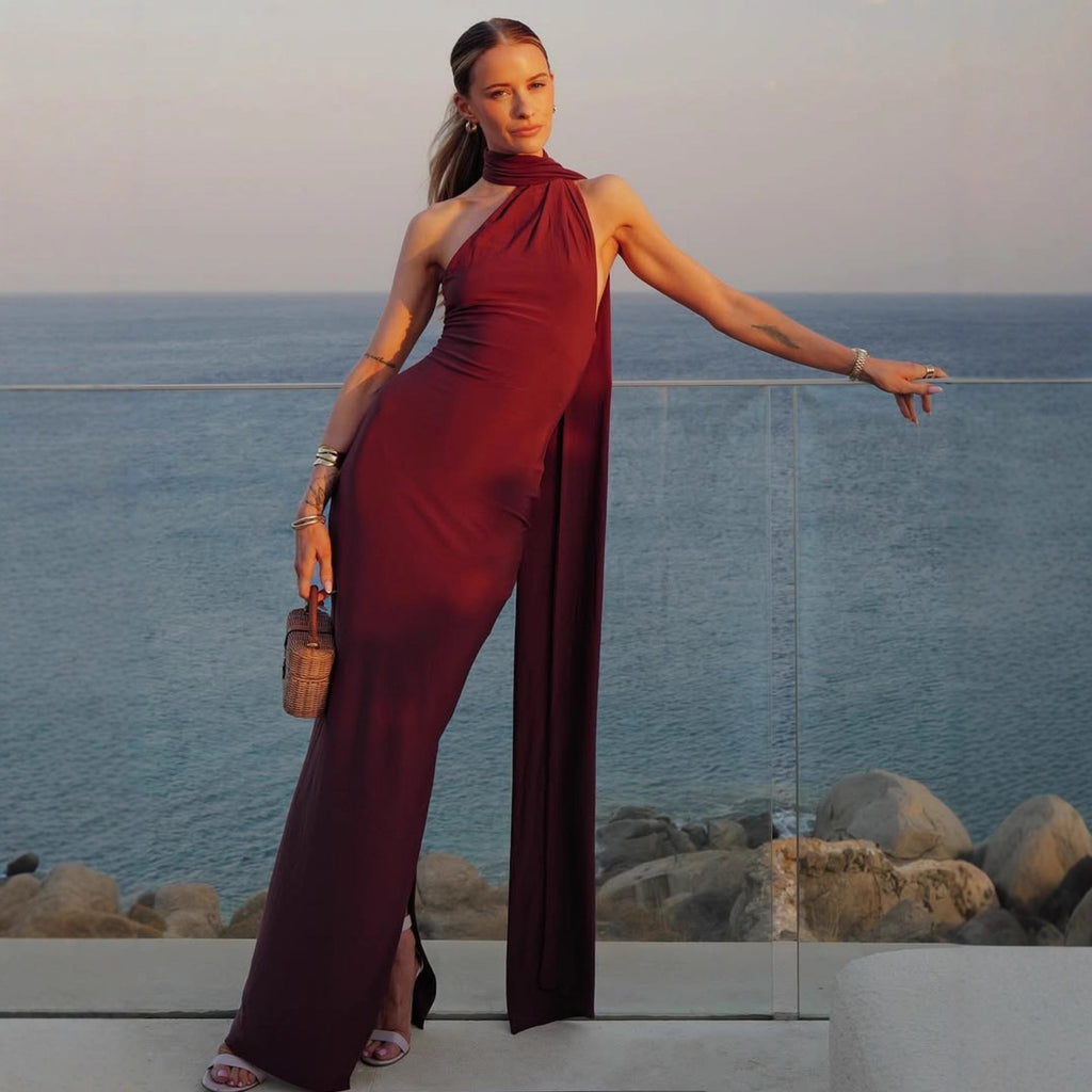 Elegant Women Clothing Ribbon Dress Fashionable Sexy Backless Slim Dress
