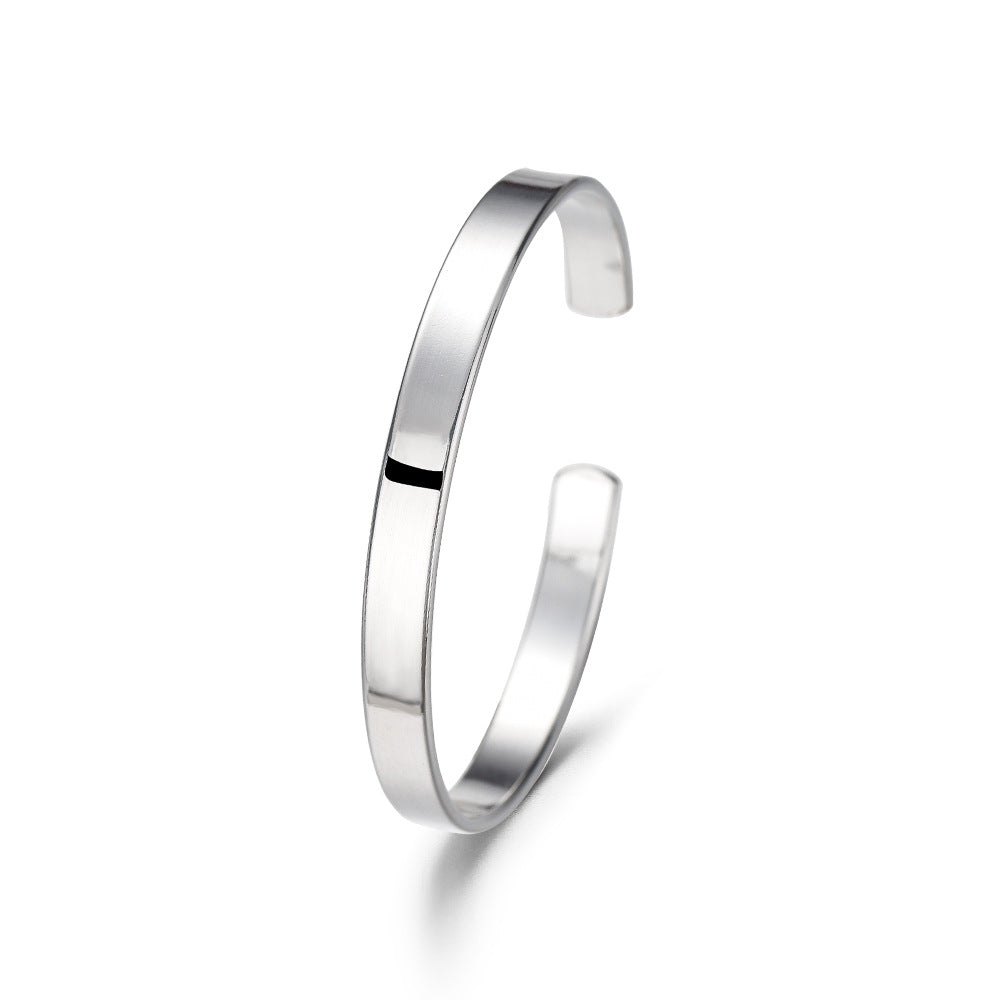 Women's Korean Style Fashion Elegance Retro Imitation Sier Simple Opening Flat Bracelet