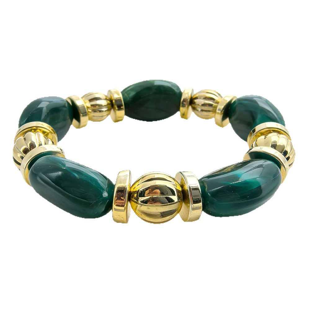 Women's Fashion Retro Irregular Resin Color Elastic Bracelets