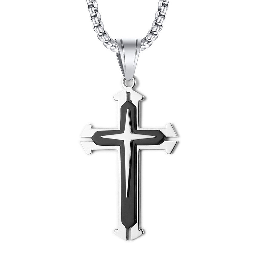 Comfortable Men's Dark Knight Cross Diamond Necklace
