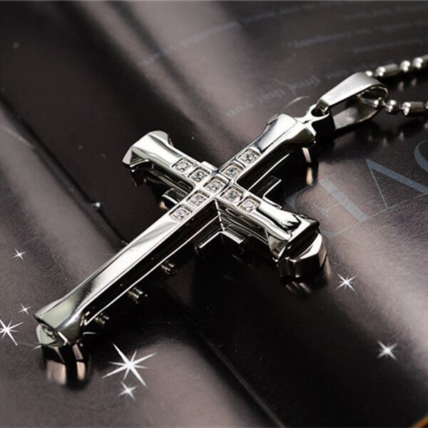 Comfortable Men's Dark Knight Cross Diamond Necklace
