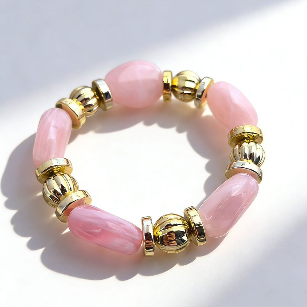 Women's Fashion Retro Irregular Resin Color Elastic Bracelets
