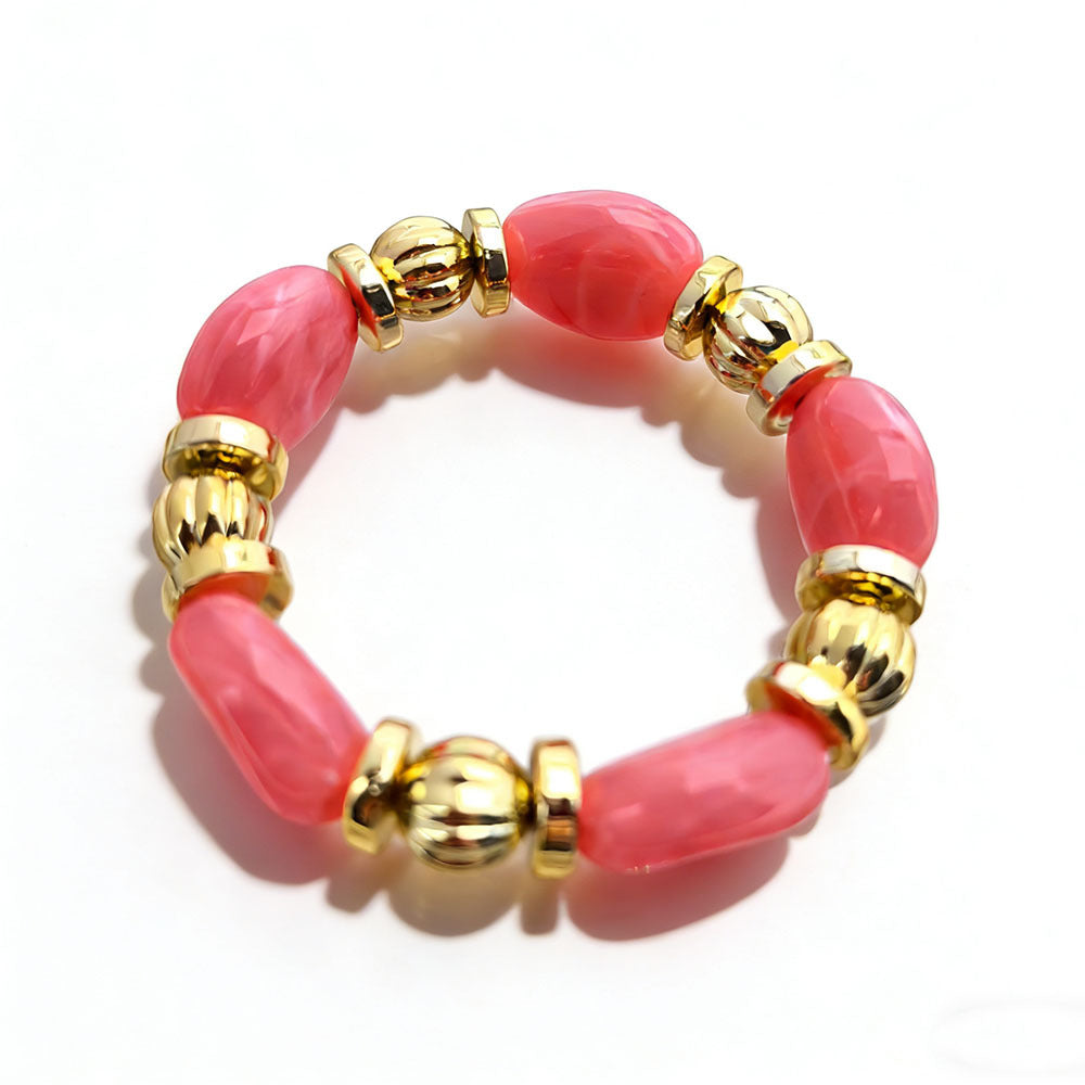 Women's Fashion Retro Irregular Resin Color Elastic Bracelets