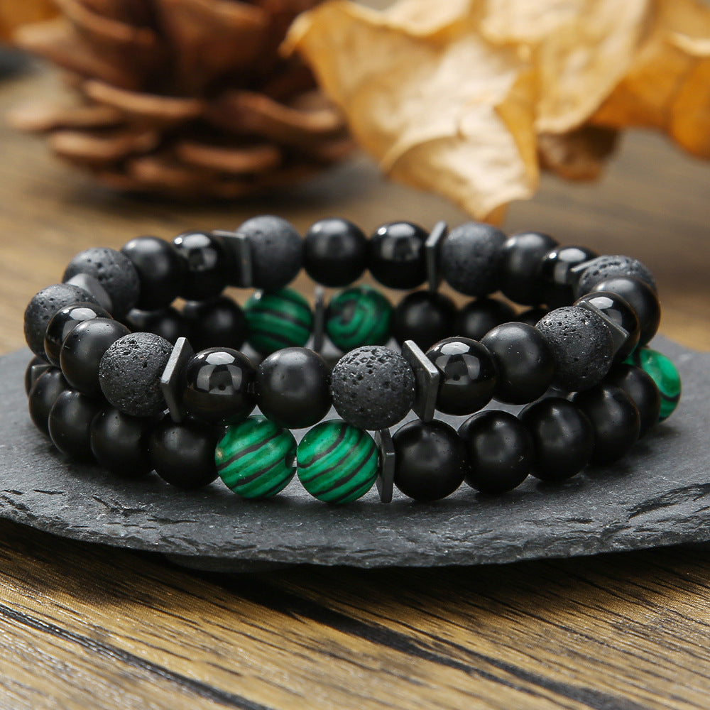 Men's Stretch Volcanic Stone Ornament Fashion Black Bracelets