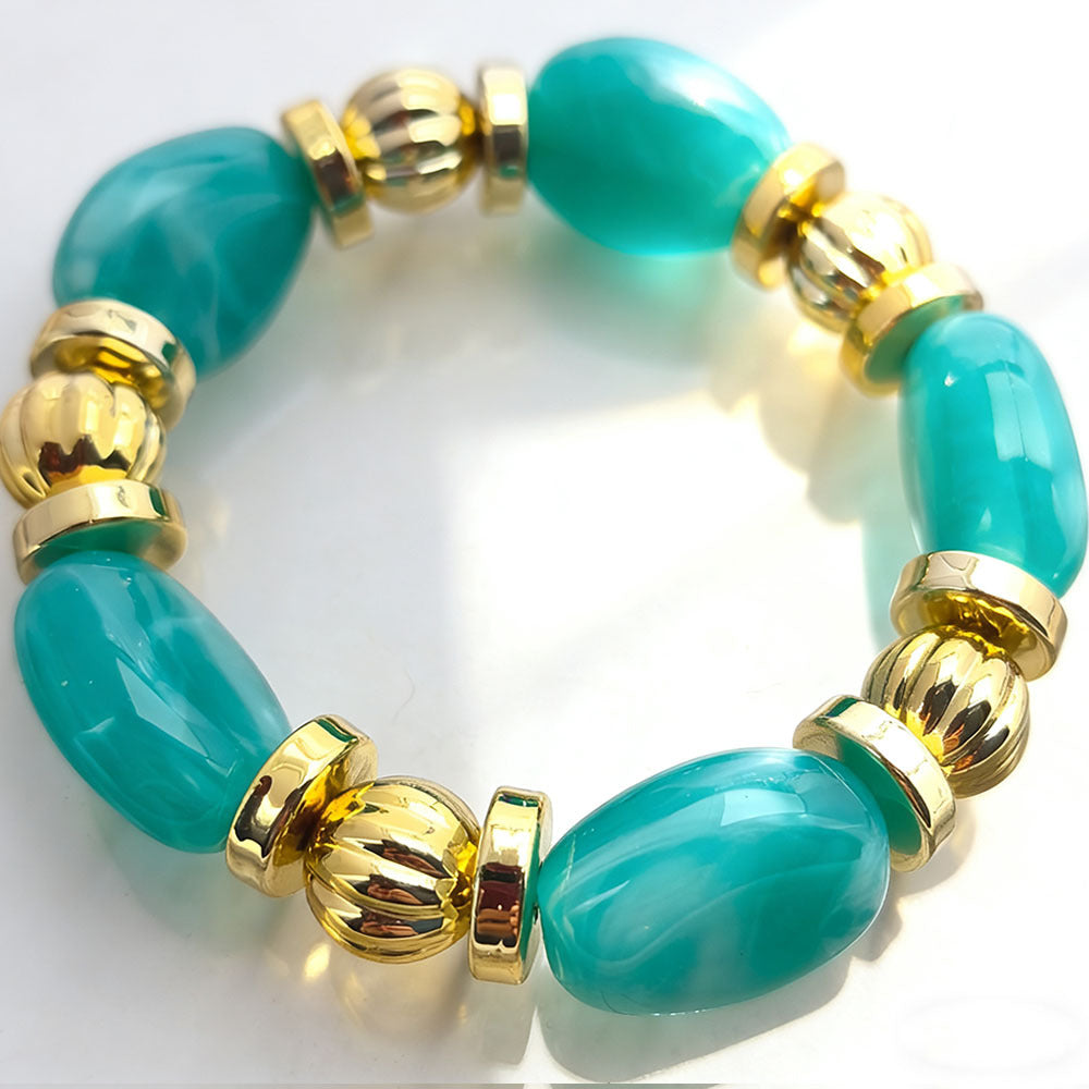 Women's Fashion Retro Irregular Resin Color Elastic Bracelets