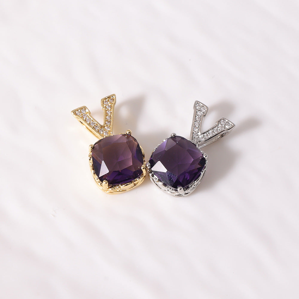 Women's Gold Sier Two-tone Amethyst Light Luxury Fashion Colorful Pendant
